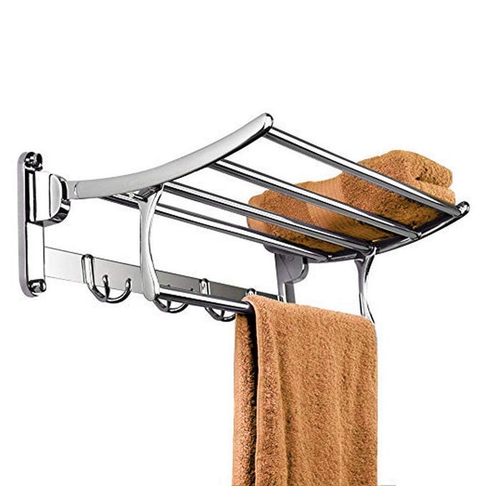 STAINLESS STEEL FOLDING TOWEL RACK FOR BATHROOM/TOWEL STAND/HANGER/BATHROOM ORGANIZER/BATHROOM ACCESSORIES (18 INCH-CHROME)
