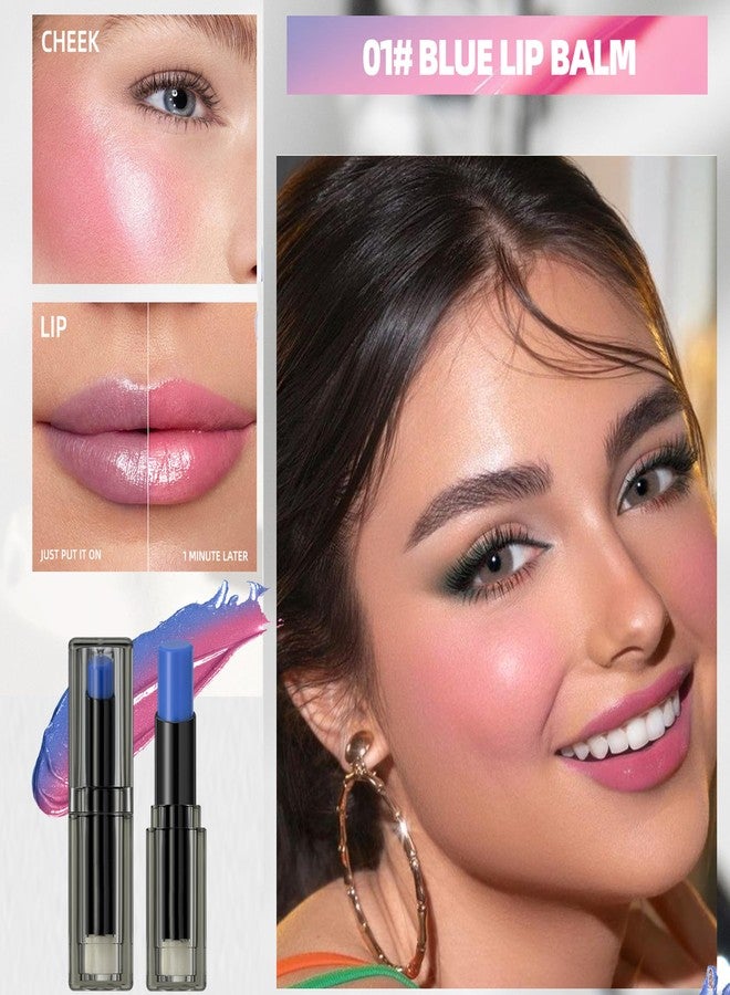 Easilydays PH Adjusting Lip, Blue Black Ph Adjusting Lip Balm & Cheek, Cheek Tint Gloss Lipgloss, Tinted Color Change to Pink, Temperature Color Changing Lipstick for Women, Moisturizing, 01# Blue - Image 2