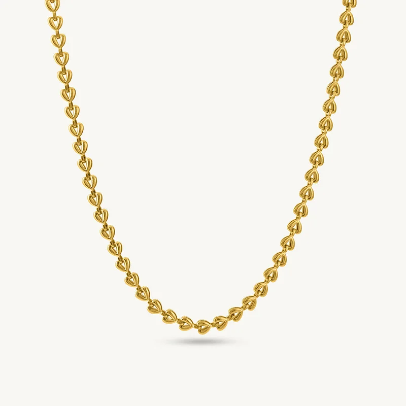 PALMONAS Heart Link Chain Necklace for Women | 18K Gold Plated, Waterproof & Anti-Tarnish