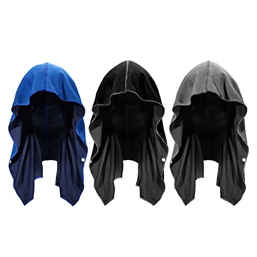 Sukeen Cooling Hoodie Towel 3 Pack Quick Drying Absorbent Cooling Towels for Neck and Face Sport Workout Camping Cycling Cooling Towel Breathable Cooling Neck Wraps - Image 1
