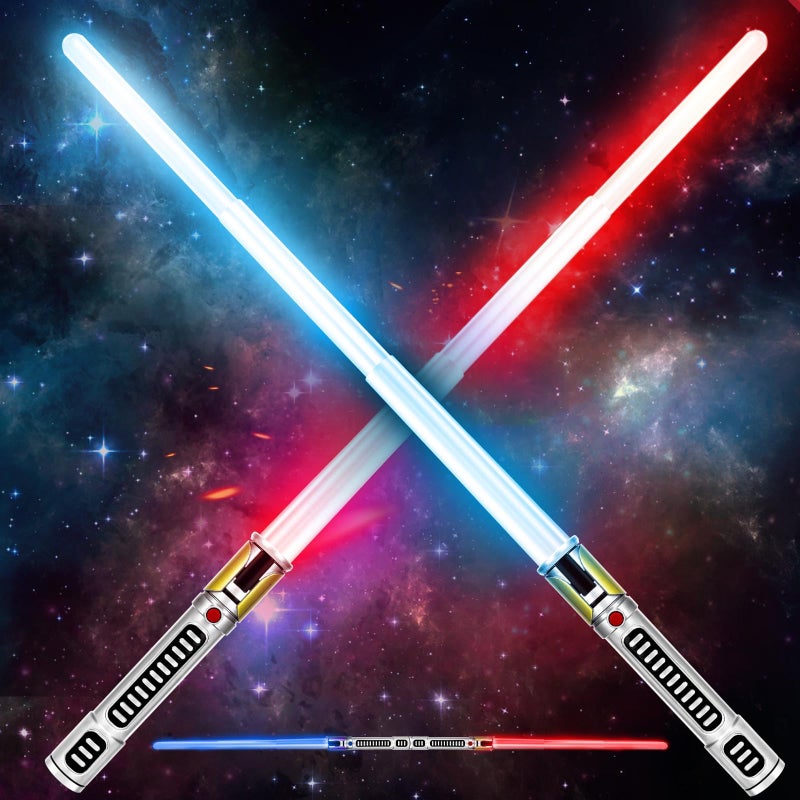AuntyFey Light Up Saber 2 Pack Light up Saber for Kids Extendable Light Up Toy Sword for Kids Light Up Sword Set Dual Light Up Sabers for Kids Adults Toddler Boy GirlLight Savers Party Toy - Image 2