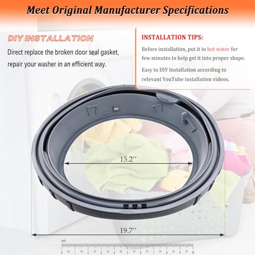 EfenaLife Upgraded DC97-16140P DC97-19755A Washer Door Boot Seal Compatible with Samsung Washing Machine Door Bellow Boot Gasket Replaces AP6002538 PS11735181 EAP11735181 - Image 5