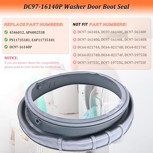 EfenaLife Upgraded DC97-16140P DC97-19755A Washer Door Boot Seal Compatible with Samsung Washing Machine Door Bellow Boot Gasket Replaces AP6002538 PS11735181 EAP11735181 - Image 2