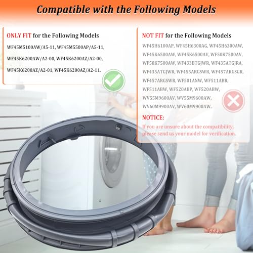 EfenaLife Upgraded DC97-16140P DC97-19755A Washer Door Boot Seal Compatible with Samsung Washing Machine Door Bellow Boot Gasket Replaces AP6002538 PS11735181 EAP11735181 - Image 3