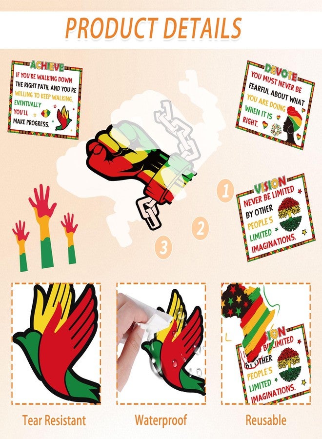 RUBOAOA Black History Month Bulletin Board Decorations, Inspirational African American Wall Art Posters for Classroom Office, Motivational Quotes Board Kit for Black History Celebration - Image 3