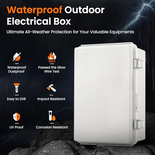 QILIPSU UL94-V0 Outdoor Electrical Box 11.4"x7.5"x5.5" Pro Waterproof Junction Box Weatherproof PC/ABS Alloy Plastic IP67 Project Electric Enclosure Grey Hinged Door - Image 3