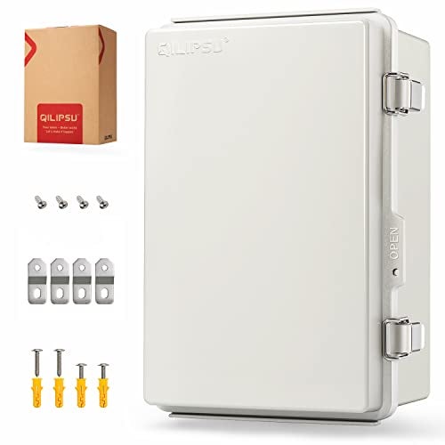 QILIPSU UL94-V0 Outdoor Electrical Box 11.4"x7.5"x5.5" Pro Waterproof Junction Box Weatherproof PC/ABS Alloy Plastic IP67 Project Electric Enclosure Grey Hinged Door - Image 1