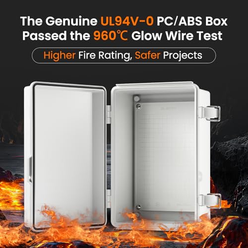 QILIPSU UL94-V0 Outdoor Electrical Box 11.4"x7.5"x5.5" Pro Waterproof Junction Box Weatherproof PC/ABS Alloy Plastic IP67 Project Electric Enclosure Grey Hinged Door - Image 2