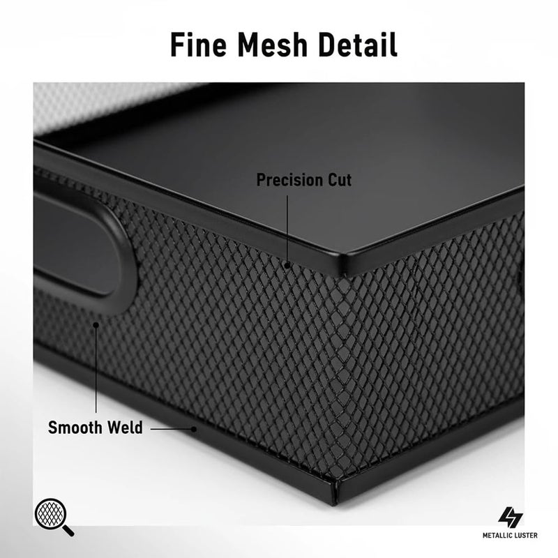 RHONZHAO Metal Mesh Desk Organizer Tray, A4 Large Office Storage Box Set, 12.6X 9.1 x 2.8Inches, and Storage Containers for Gift Wrap, and Crafts - Image 3