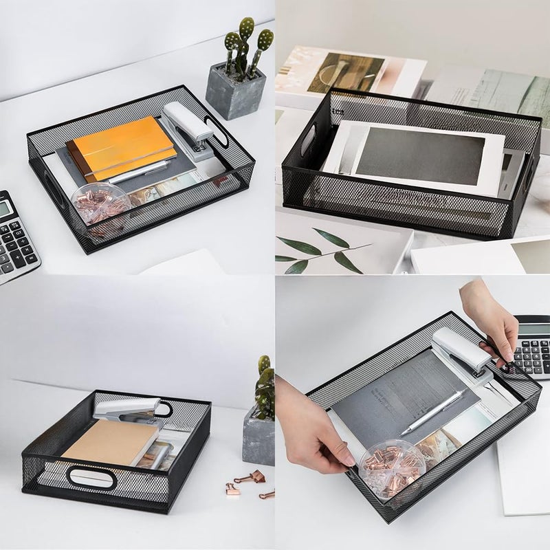 RHONZHAO Metal Mesh Desk Organizer Tray, A4 Large Office Storage Box Set, 12.6X 9.1 x 2.8Inches, and Storage Containers for Gift Wrap, and Crafts - Image 4