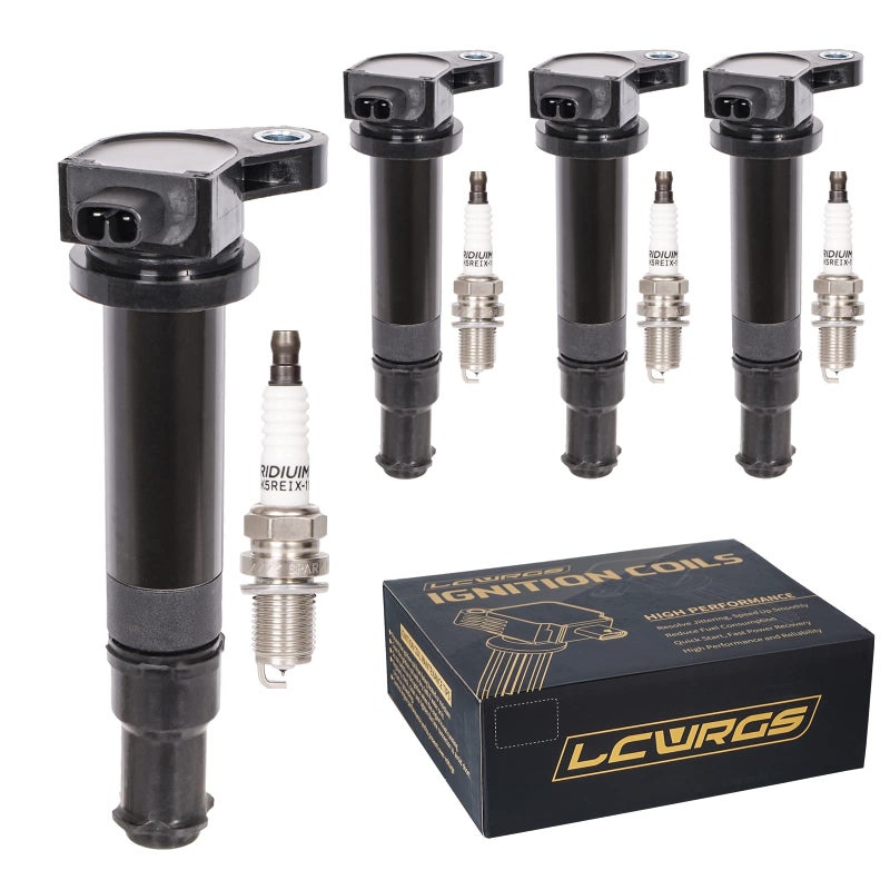 Set of 4 Ignition Coil Packs and Spark Plugs Fits for 2006 2007 2008 2009 2010 2011 Kia Rio Rio5 Rondo Hyundai Accent 16 L4 Replaces UF499 C1543