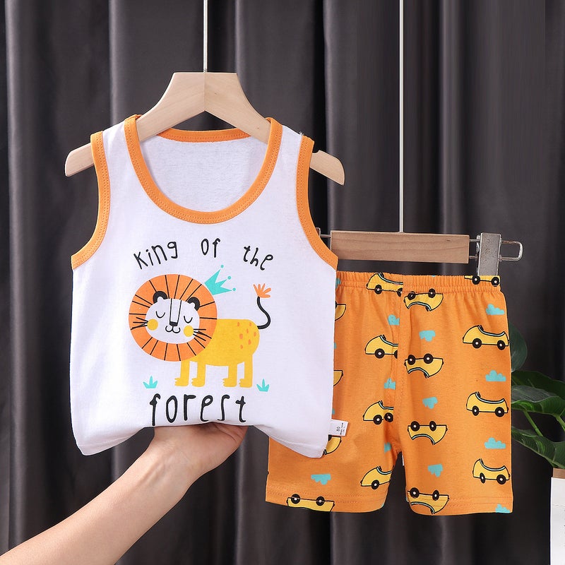 Kids Summer Cotton Vest Set E09-Lion 