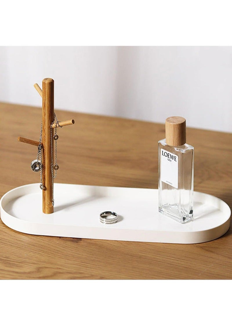 Key Tray, Jewelry Tray with Wood 3-Tier Hanging Organizer, Multi-Functional Entryway Tray, Key Bowl, Valet Tray, Ring Holder, Jewelry Dish Organizer, Wooden Storage Rack  - Image 3