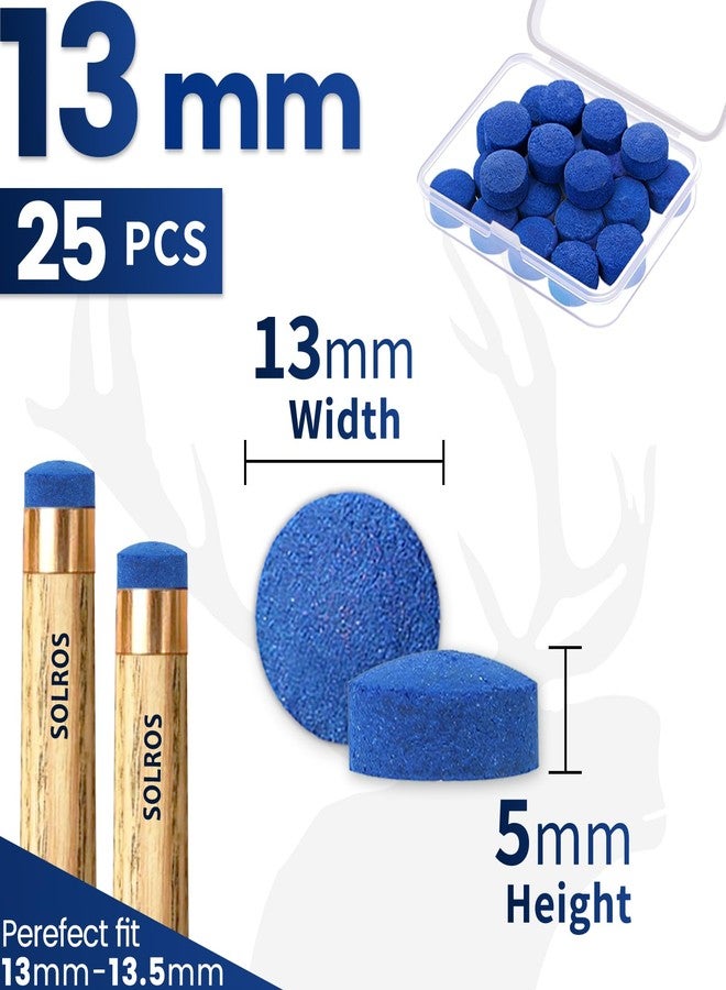 SOLROS STUDIO 13mm Billiard Pool Cue Tips - 25pcs Pool Stick Tips Replacement Repair Kit with Storage Box and Glue for Billiard Pool Table Cues Head and Snooker Stick Blue - - Image 2