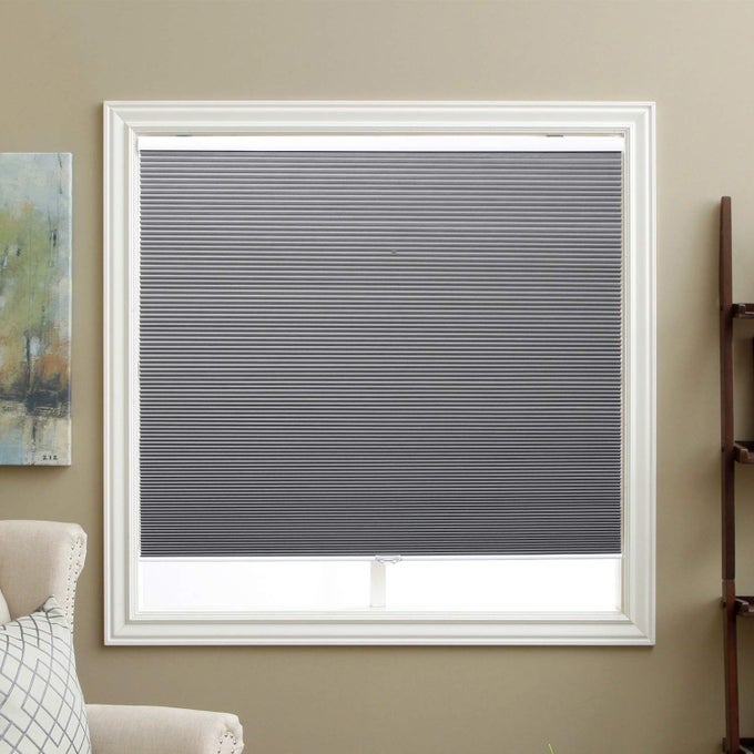 Cordless Cellular Shades Blackout Honeycomb Blinds Fabric Window Shades 35 W x 64 H Cool SilverBlackout