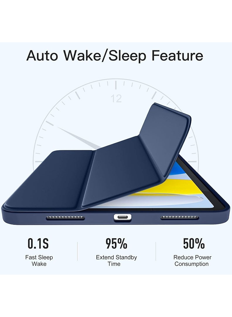 ثيودور جراب ذكي رفيع لجهاز iPad Air مقاس 11 بوصة (M4 2026/ M3 2025/ M2 2024)، غطاء ثلاثي الطي خفيف الوزن مع حامل قلم، ظهر من مادة TPU ناعمة، خاصية التشغيل/الإيقاف التلقائي، جراب واقٍ مقاوم للصدمات للأجهزة اللوحية - أزرق داكن - Image 5