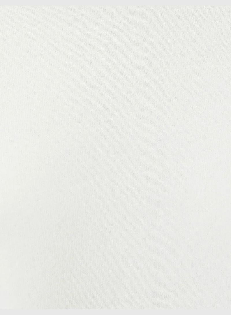 كوتون Basic Sport Crop Sweatshirt Relax Cut Cotton Crew Neck Long Sleeve