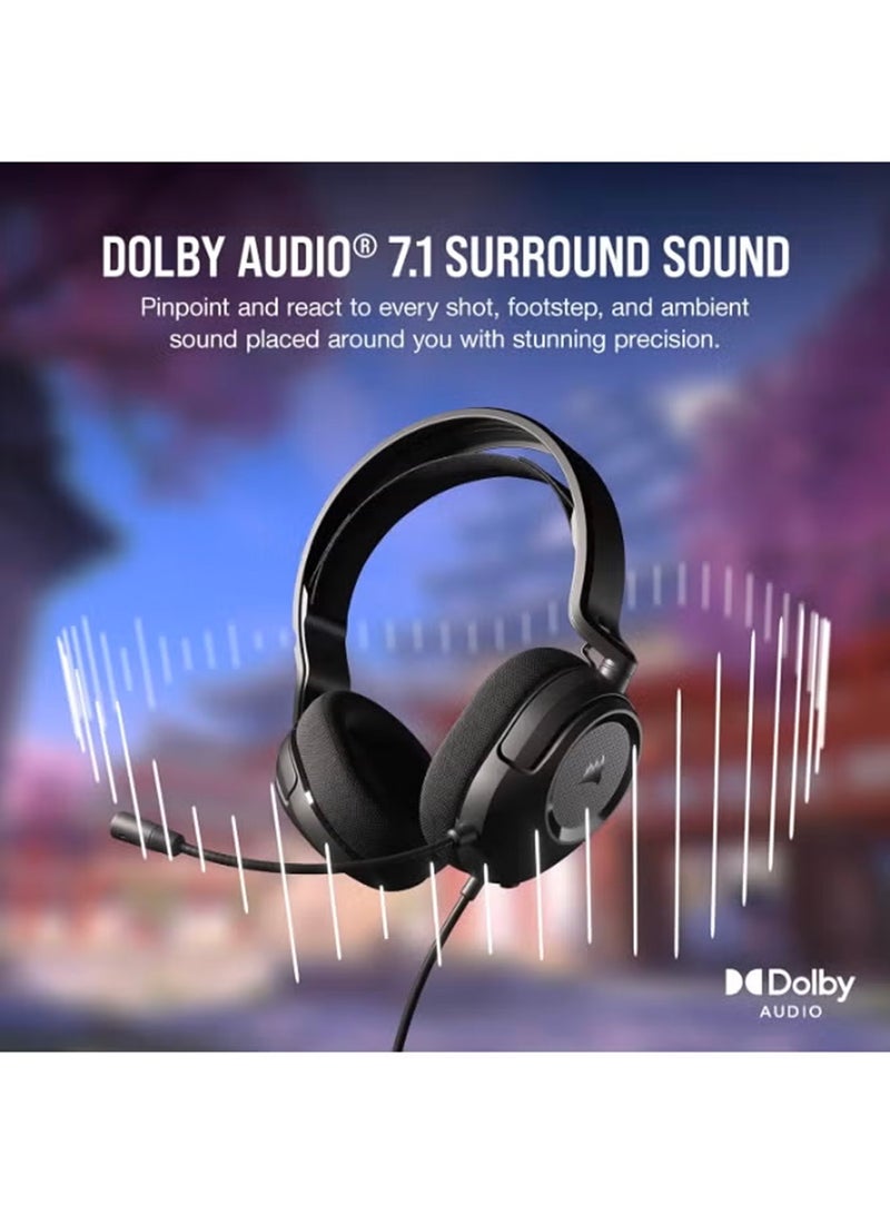 كورسير سماعة الألعاب السلكية متعددة المنصات Corsair HS35 Surround v2 – Dolby 7.1 – ميكروفون مرن متعدد الاتجاهات – اتصال عالمي 3.5mm – PC، Mac، PS5، PS4، Xbox، Nintendo Switch، موبايل – كربون - Image 3