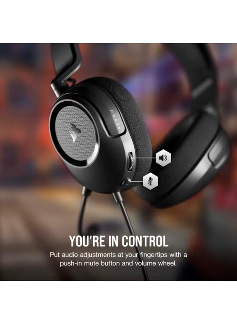 كورسير سماعة الألعاب السلكية متعددة المنصات Corsair HS35 Surround v2 – Dolby 7.1 – ميكروفون مرن متعدد الاتجاهات – اتصال عالمي 3.5mm – PC، Mac، PS5، PS4، Xbox، Nintendo Switch، موبايل – كربون - Image 4