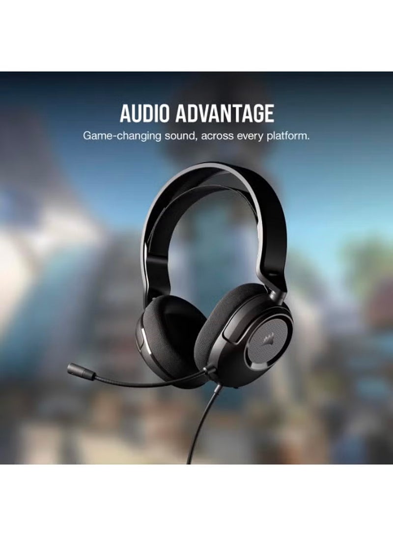 كورسير سماعة الألعاب السلكية متعددة المنصات Corsair HS35 Surround v2 – Dolby 7.1 – ميكروفون مرن متعدد الاتجاهات – اتصال عالمي 3.5mm – PC، Mac، PS5، PS4، Xbox، Nintendo Switch، موبايل – كربون - Image 2