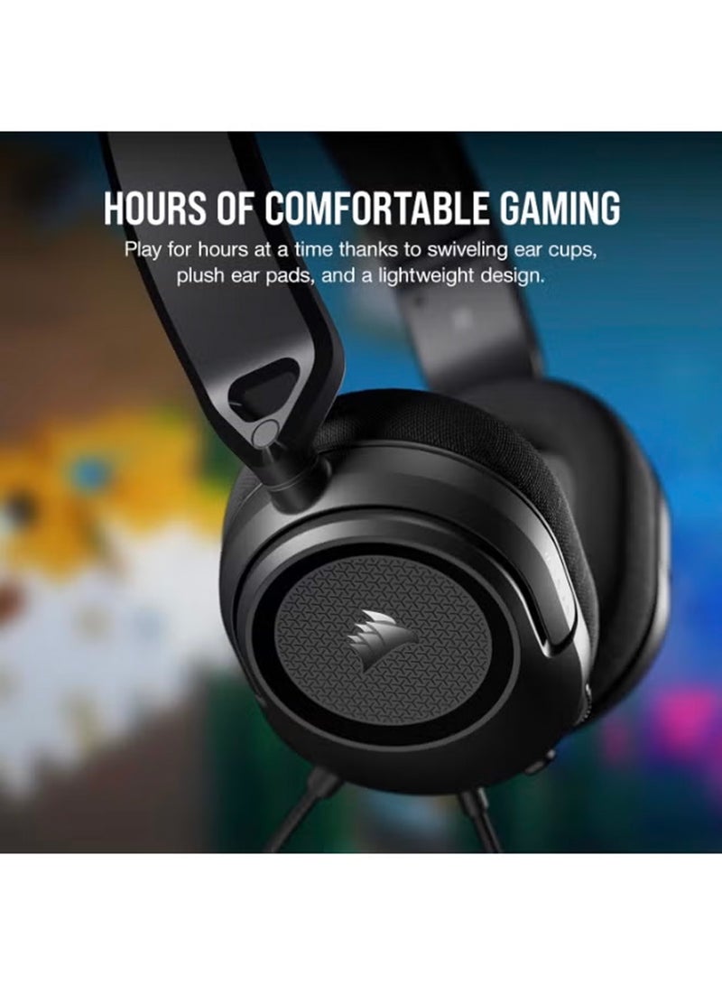 كورسير سماعة الألعاب السلكية متعددة المنصات Corsair HS35 Surround v2 – Dolby 7.1 – ميكروفون مرن متعدد الاتجاهات – اتصال عالمي 3.5mm – PC، Mac، PS5، PS4، Xbox، Nintendo Switch، موبايل – كربون - Image 5