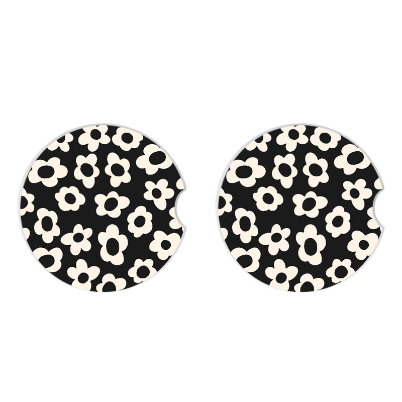 Adastrah Absorbent Car Coasters 2 Pack for Cup Holders, 2.56" Ceramic Stone & Non-Scratch Cork Base Drink Coasters(White Flower) - Image 4