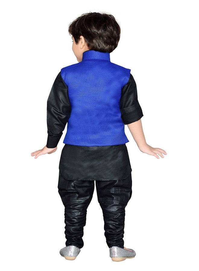 AJ Dezines Kids Ethnic Wear Kurta Pyjama and Waiscoat For Boys (640_BLUE_9.) - Image 3