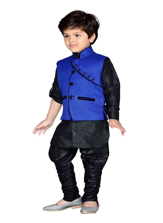 AJ Dezines Kids Ethnic Wear Kurta Pyjama and Waiscoat For Boys (640_BLUE_9.) - Image 2