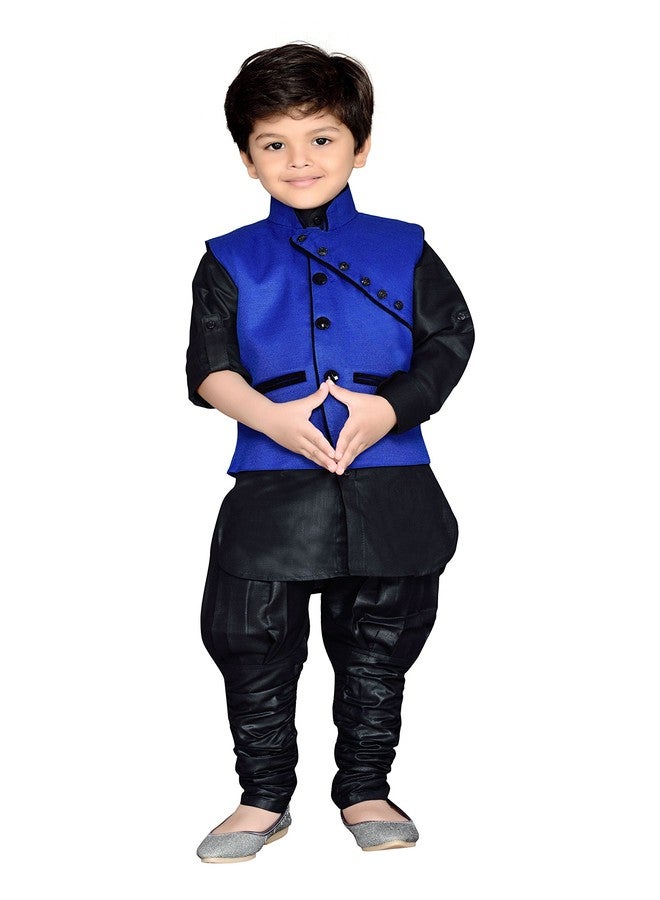 AJ Dezines Kids Ethnic Wear Kurta Pyjama and Waiscoat For Boys (640_BLUE_9.) - Image 1
