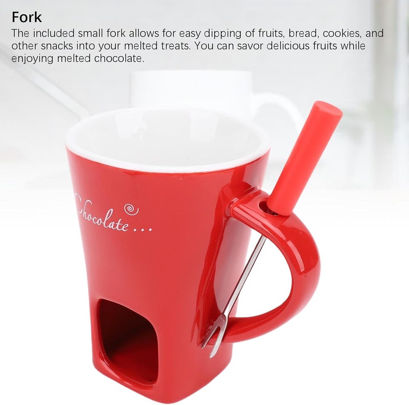Chocolate Melting Ceramic Fondue Cup with Candle Holder for Elegant Gatherings and Celebrations, Easy to Dishwasher Safe for Chocolate Lovers (Red) - Image 2