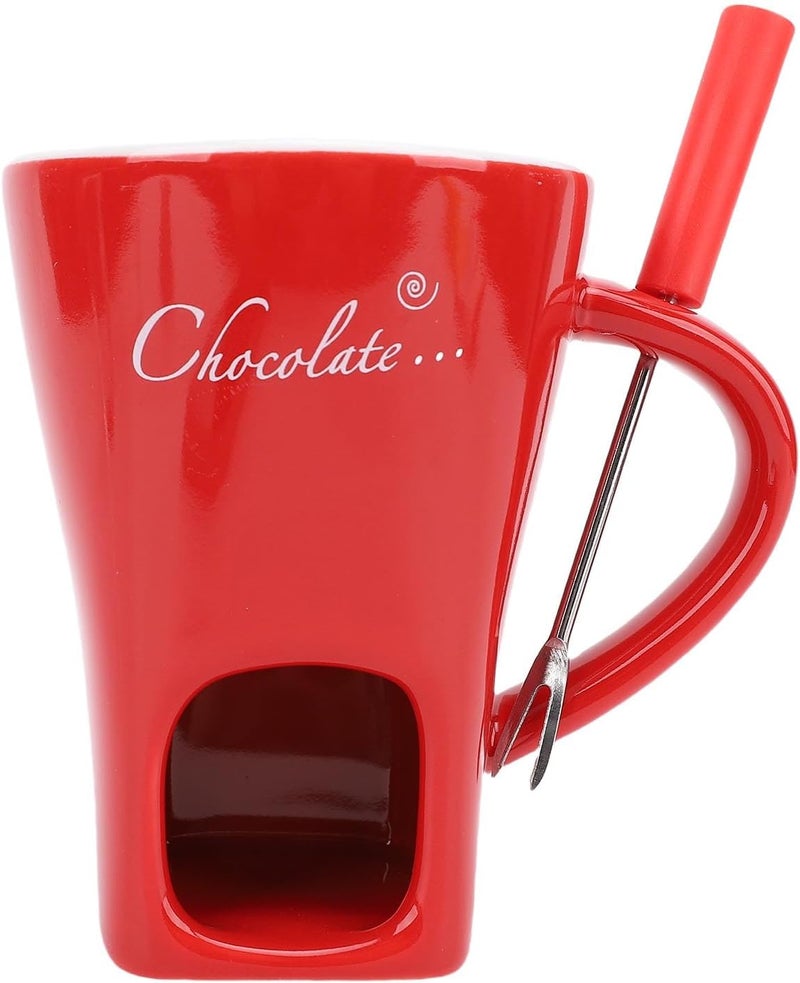 Chocolate Melting Ceramic Fondue Cup with Candle Holder for Elegant Gatherings and Celebrations, Easy to Dishwasher Safe for Chocolate Lovers (Red) - Image 1