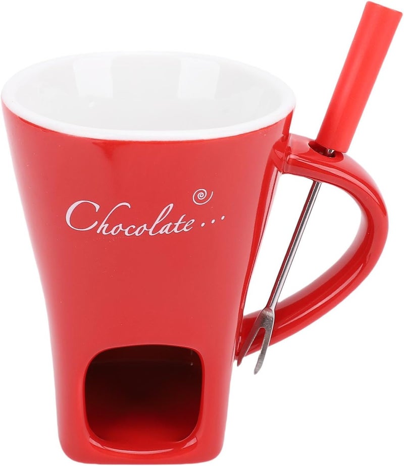 Chocolate Melting Ceramic Fondue Cup with Candle Holder for Elegant Gatherings and Celebrations, Easy to Dishwasher Safe for Chocolate Lovers (Red) - Image 5