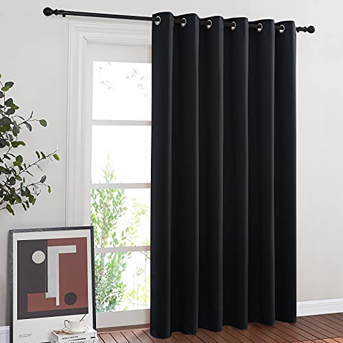 NICETOWN Blackout Curtain for Sliding Door Patio Door Curtains Thermal Insulated Wide DrapesDraperies for Bedroom Black 80 by 84 inches
