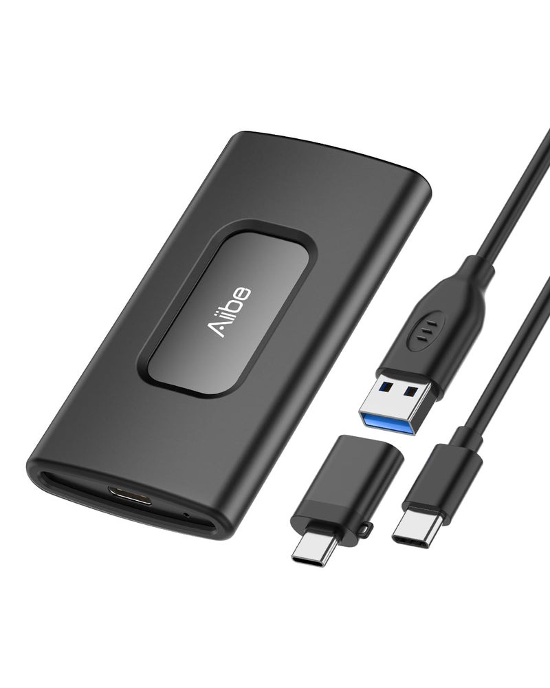 Aiibe External SSD 256GB External Hard Drive USB C Portable SSD, Up to 500MB/s, USB 3.1, External Solid State Drive 256GB for Laptop, Mac, PS4 (Black) - Image 1