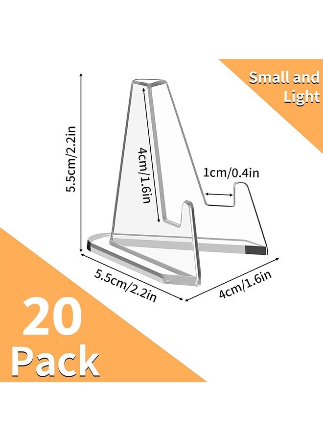 MXN 20 Pcs Acrylic Card Display Stands, Mini Clear Picture Holder Stands, for Displaying Small Artworks Coins Pocket Watches Challenge Medals (2.2inch)  - Image 2