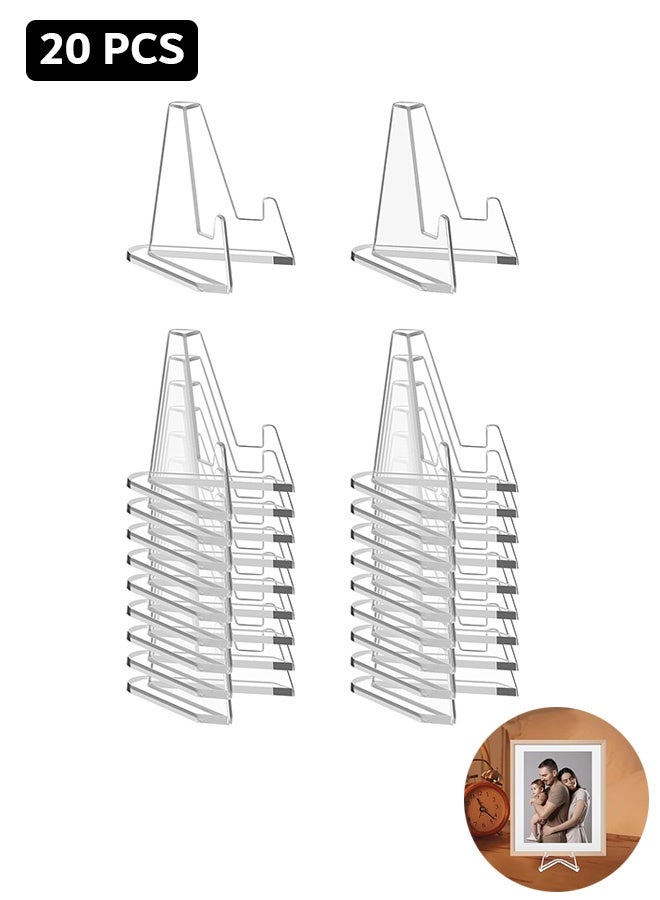 MXN 20 Pcs Acrylic Card Display Stands, Mini Clear Picture Holder Stands, for Displaying Small Artworks Coins Pocket Watches Challenge Medals (2.2inch)  - Image 1