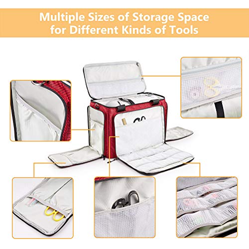 BatlFrist Rolling Sewing Machine Bag with Universal wheels,Sewing Machine Carrying Case with YKK zipers, Compatible most Standard Brother, Singer, Bernina, Sewing Machines.For Women (Red#2) - Image 2