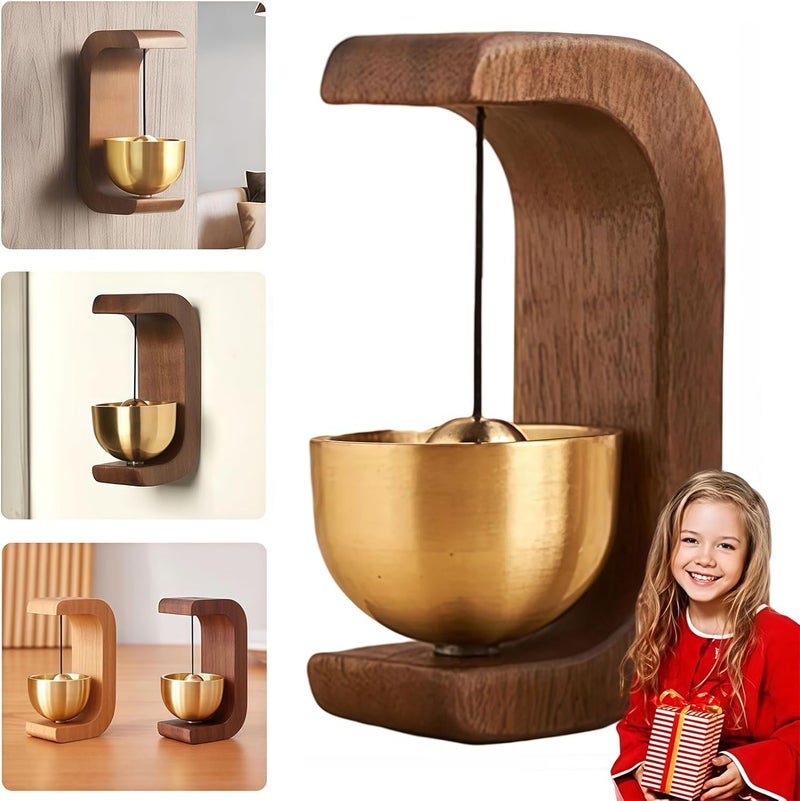 BIBIFACTORY 2025 New Magnetic Wooden Doorbell for All Materials, Suction Door Type Solid Wood Wind Chime, Door Wind Chime, for Restaurants Home Barn C Shape - Image 1