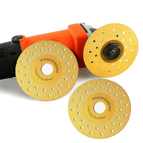 XIANFENGHU 4-1/2" Rock Slab Grinding Disc for Angle Grinder Titanium Coated Double Sided Multi-Pore Vacuum Brazed Fast Cutting Diamond Saw Blades for Granite Marble Ceramic Tile Quartz Stone - Image 4