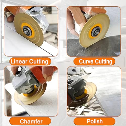 XIANFENGHU 4-1/2" Rock Slab Grinding Disc for Angle Grinder Titanium Coated Double Sided Multi-Pore Vacuum Brazed Fast Cutting Diamond Saw Blades for Granite Marble Ceramic Tile Quartz Stone - Image 5