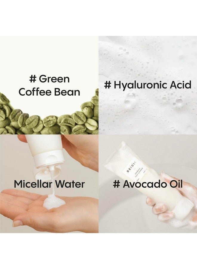 Beigic Aromatic Face Cleanser Korean Face Wash For Women & Men W/Green Coffee Bean Hyaluronic Acids & Micellar Water Hypoallergenic Vegan Facial Cleanser Low Ph Gentle Cleanser (4.39 Fl Oz) - Image 3