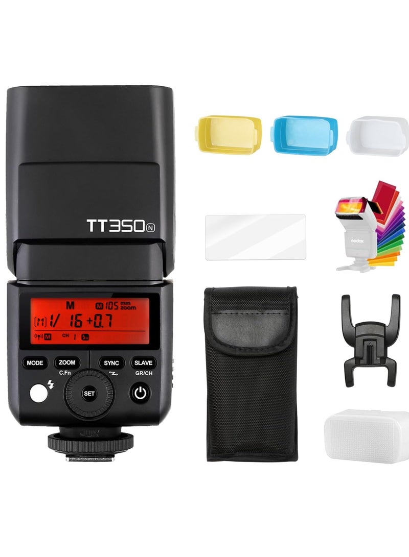 Godox TT350N Speedlite Camera Flash for Nikon 2.4G Wireless X System 1/8000s TTL HSS Mini 2500mAh Lithium Battery 0.1~2.2s Recycle Time Gehörena D800 D700 D7100 D7000 D5200 - Image 1