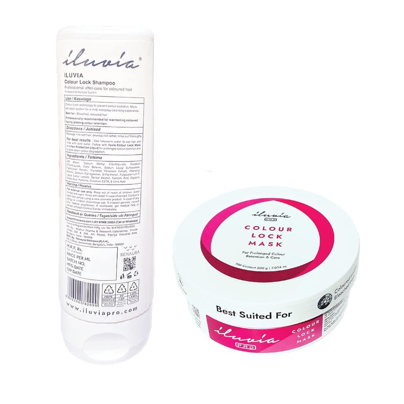 iluvia Colour Lock Combo for Colour Protection Boost Also Suitable for Colour Treated Hair 200mL Sulfate Free Phthalate Free Paraben Free - Image 2