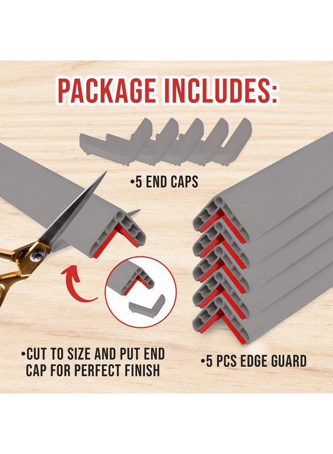 Rubber Bond Wall Corner Guard Edge Protector, 1x1x36 inch Baby Proofing Corner Guards | Self-Adhesive Furniture Edge Strips for Home & Office (5 Pack, Gray) - Image 2