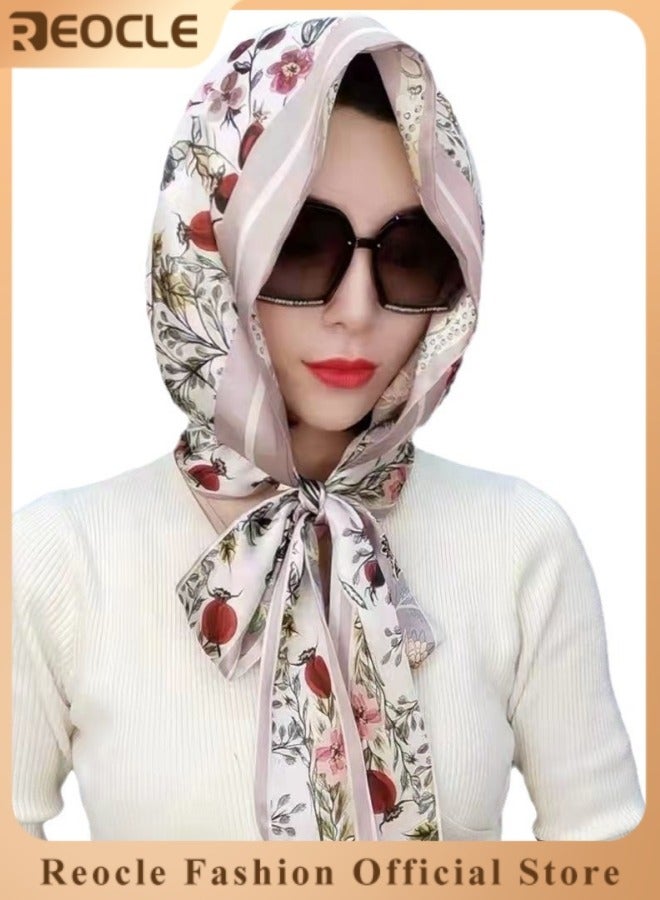 ريوكل عمامة نسائية مع حماية مزدوجة من أشعة الشمس، عمامة، غطاء رأس ناعم من قطعة واحدة، حجاب طويل، عمامة كاملة، واقي شمسي من حرير التوت - Image 1