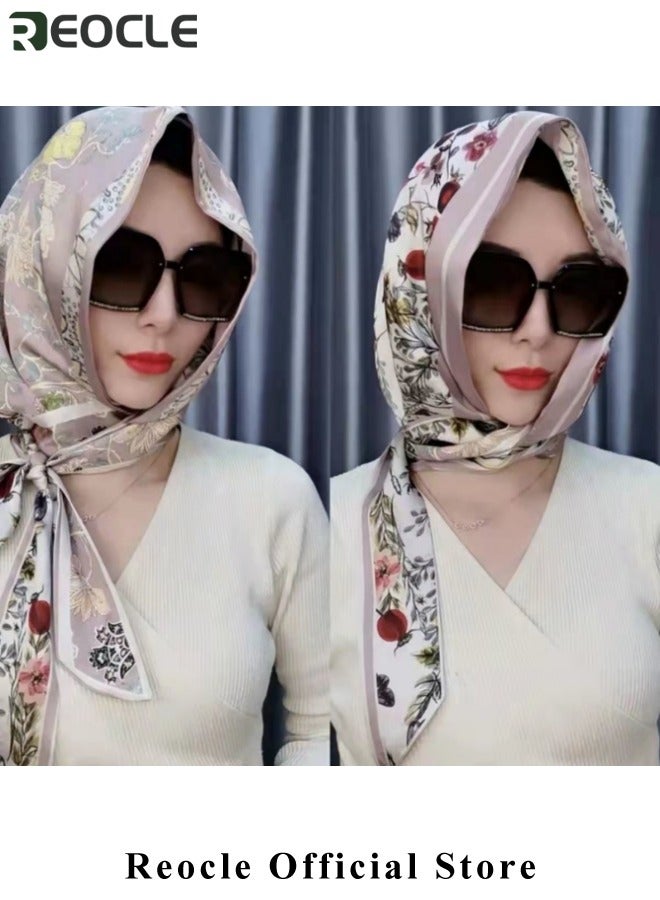 ريوكل عمامة نسائية مع حماية مزدوجة من أشعة الشمس، عمامة، غطاء رأس ناعم من قطعة واحدة، حجاب طويل، عمامة كاملة، واقي شمسي من حرير التوت - Image 2