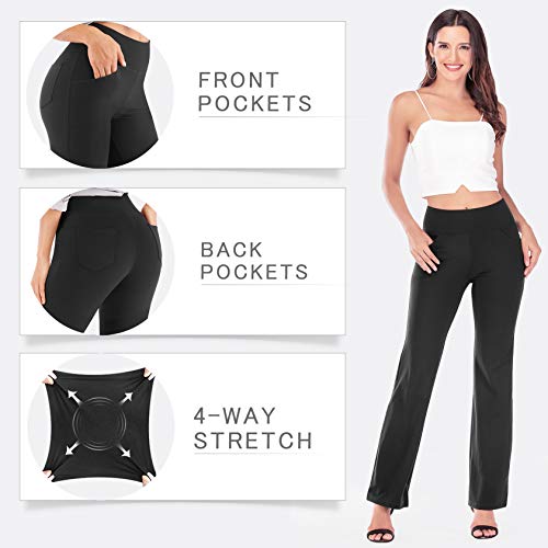 IUGA Women's Bootcut Yoga Pants with Pockets for High Waist, 4 Pockets, Black, S - Image 2