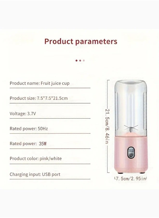 Zeemey - Portable Juicer Blender, USB Rechargeable Personal Juice to Go Fruit Juicer Cup Mini Blender for Shakes and Smoothies,Multifunctional Mini Fruit and Vegetable Blender for Home and Office Use (White) - Image 1