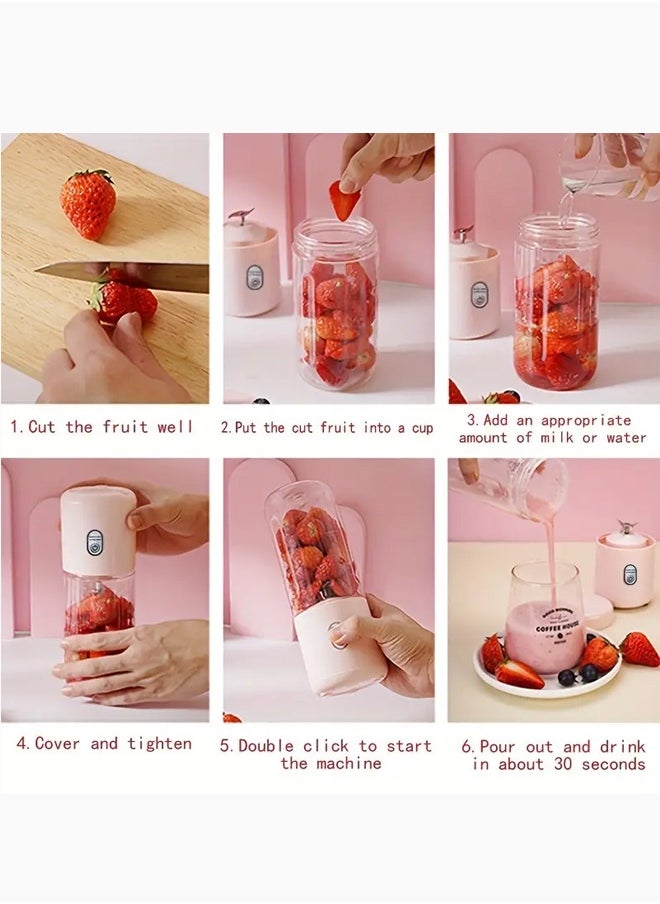 Zeemey - Portable Juicer Blender, USB Rechargeable Personal Juice to Go Fruit Juicer Cup Mini Blender for Shakes and Smoothies,Multifunctional Mini Fruit and Vegetable Blender for Home and Office Use (White) - Image 1