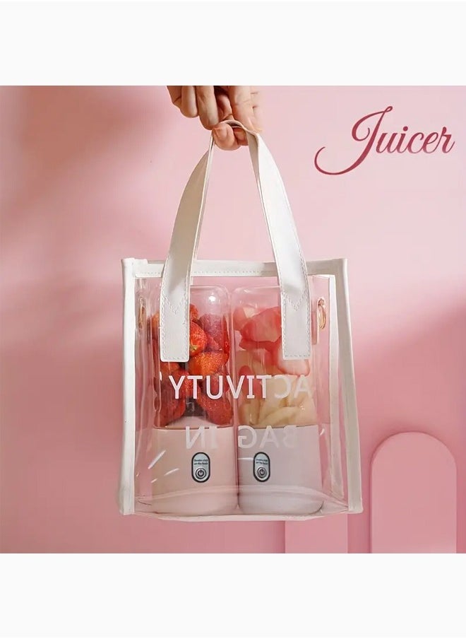 Zeemey - Portable Juicer Blender, USB Rechargeable Personal Juice to Go Fruit Juicer Cup Mini Blender for Shakes and Smoothies,Multifunctional Mini Fruit and Vegetable Blender for Home and Office Use (White) - Image 1